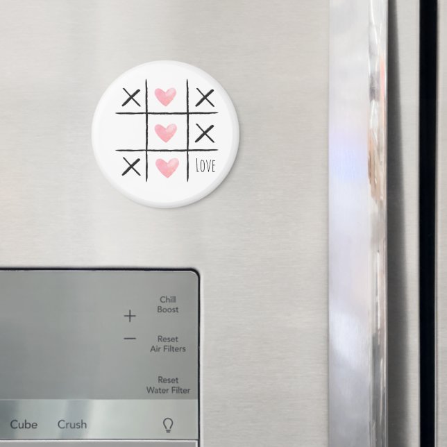 Pink Love Hearts Tic Tac Toe Magnet (In Situ (Kühlschrank))