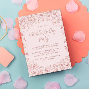 Pink Love Hearts Valentine's Day Party Real Folieneinladung