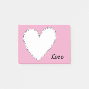 Pink Love mit weißem Herzen Post-it Klebezettel