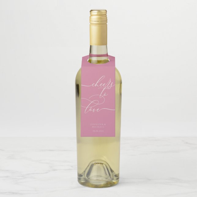 Pink Love Signature Party Celebration Flaschenanhänger (Auf Flasche)