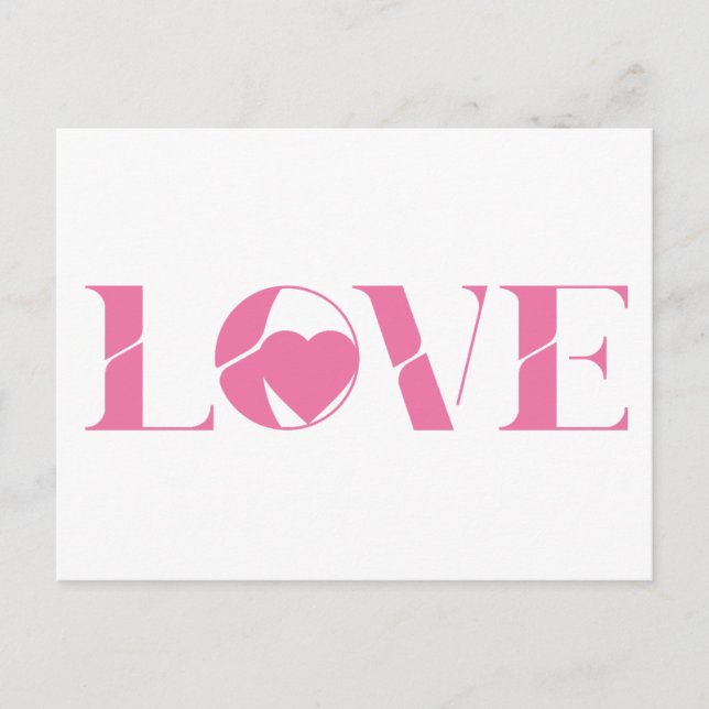 Pink Love Text Valentinstag Postkarte (Vorderseite)