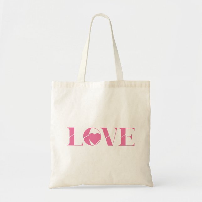 Pink Love Text Valentinstag Tragetasche (Vorne)