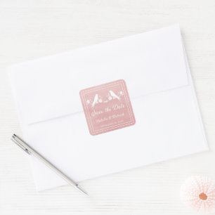 Pink Lovebird Floral Save Date Stickers