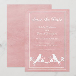 Pink Lovebird Floral Save the Date einladen Einladung