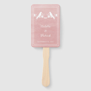 Pink Lovebird Floral Wedding Hand Fans Fächer