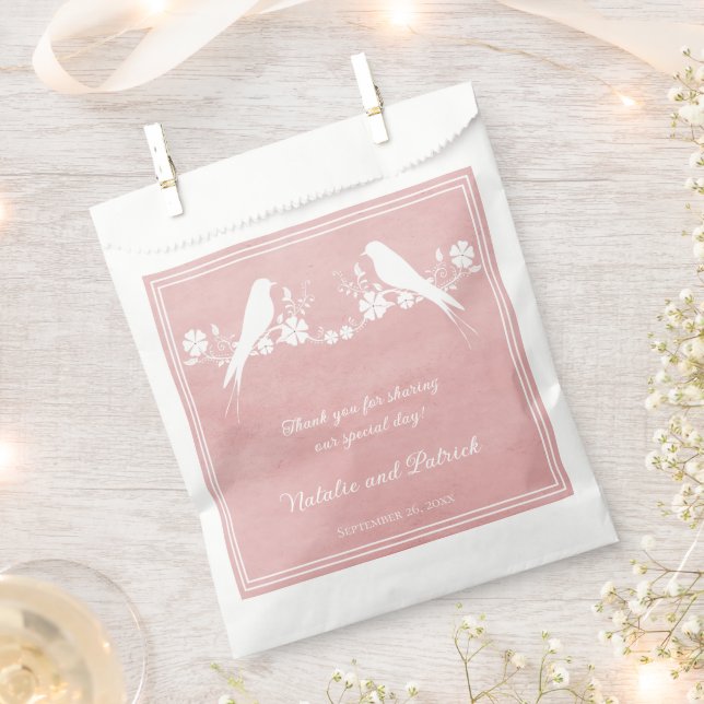 Pink Lovebird Gastgeschenk Hochzeit Bags Geschenktütchen (Ausgeschnitten)