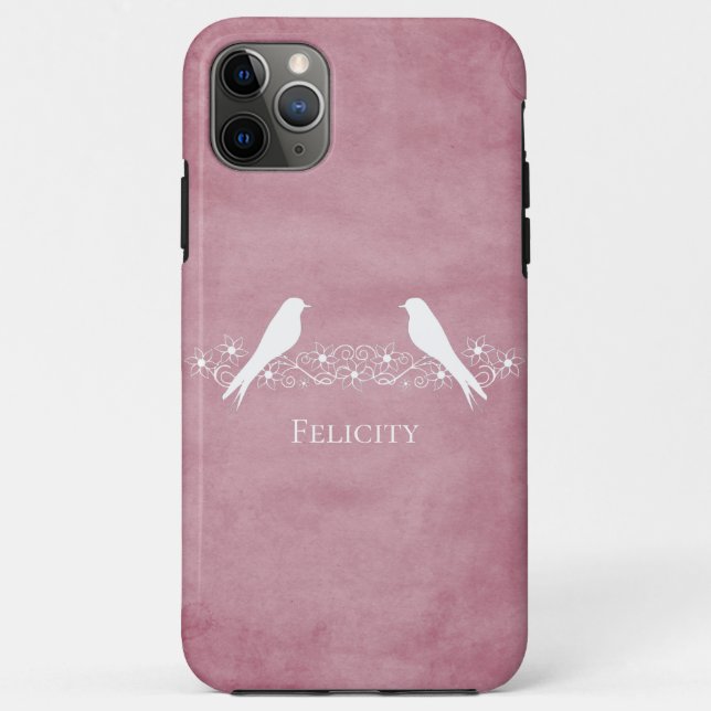 Pink Lovebirds Floral Vine coque iphone (Dos)
