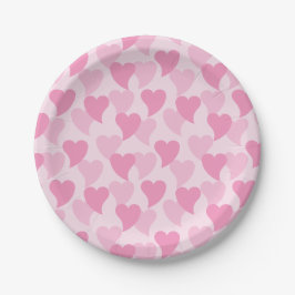 Pink Lovely Hearts Nahtloses Muster Pappteller