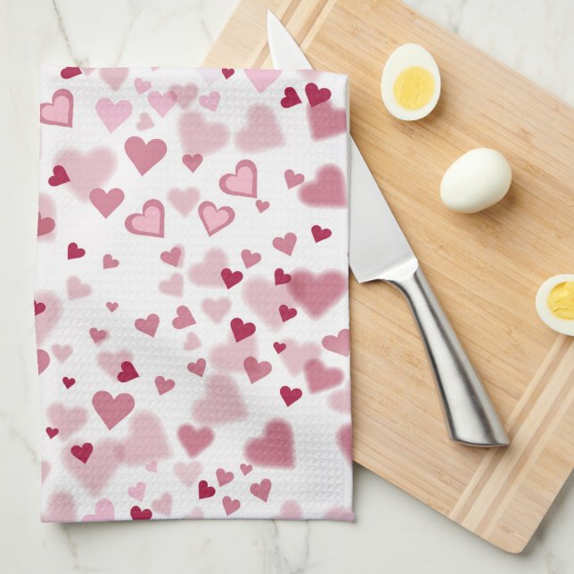  Pink Lovely Hearts Pattern  Geschirrtuch (Viertel Falte)