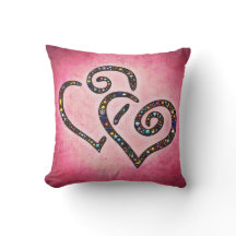 Pink Lovely Twin Heart Kissen