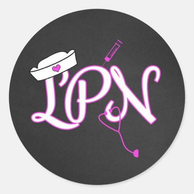 Pink LPN Krankenschwester bevorzugt Aufkleber/Umsc Runder Aufkleber (Vorderseite)