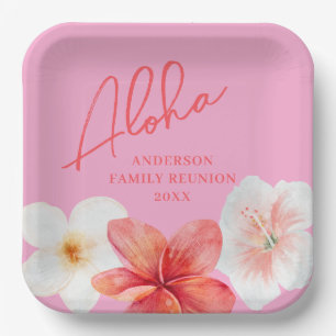 Pink Luau Tropical Blume Wiedersehen Partys Pappteller