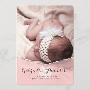 Pink Lullaby Baby Girl Foto Geburtsankündigung Ankündigung
