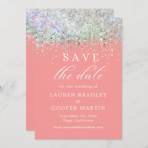 Pink Luxury Glitzer Wedding Save the Date