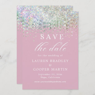 Pink Luxury Glitzer Wedding Save the Date