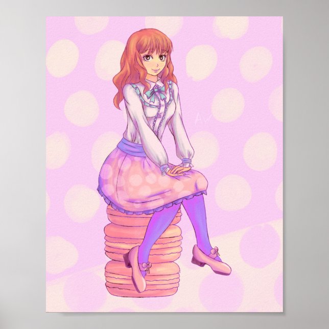 Pink Macaron Girl Poster (Vorne)
