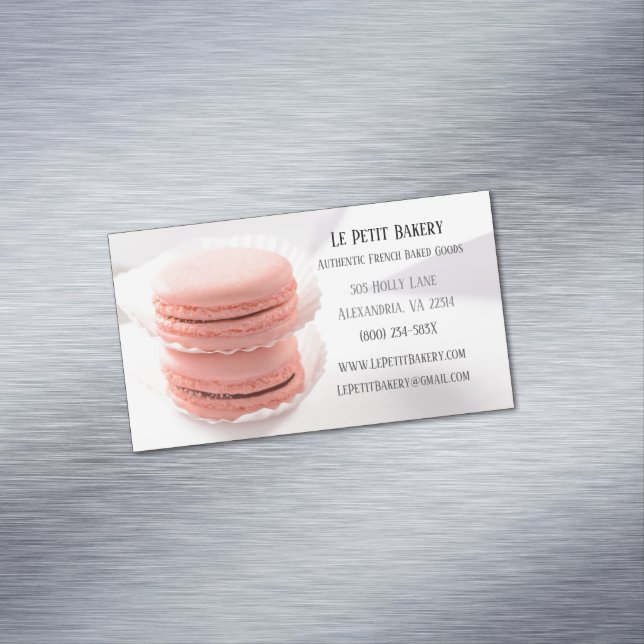 Pink Macarons Food Pastry Koch Bäckerei Bäckerei Magnetische Visitenkarte (Beispiel)