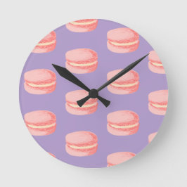 Pink Macaroons Runde Wanduhr