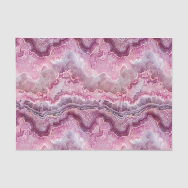 Pink Macro Agate Stone Look Seidenpapier (Vorderseite)
