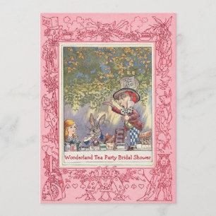Pink Mad Hatter's Tea Party Brautparty Einladung