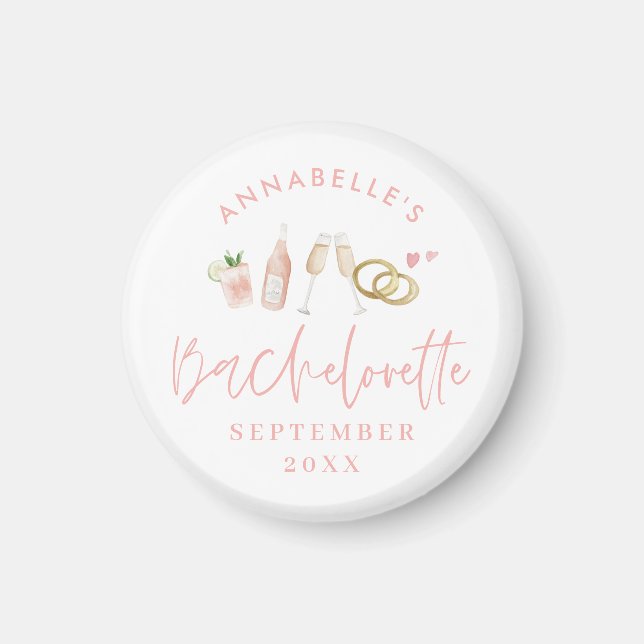Pink mädchengrün-modern Champagner Bachelorette st Magnet (Vorne)