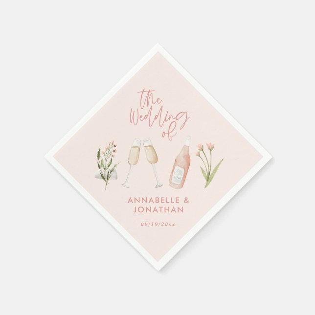 Pink mädchenhaft zarte moderne Wildblume Serviette (Ecke)
