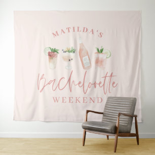 Pink mädchenhafte Drinks Bachelorette Wochenende Wandteppich