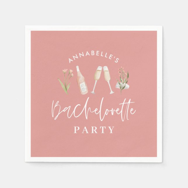 Pink mädchenhafte Drinks Junggeselinnen-Abschied Serviette (Vorderseite)
