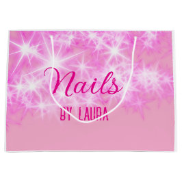 Pink mädchenhafte Glitzer Nägel hinzufügen Namen W Große Geschenktüte