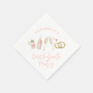 Pink mädchenhafte moderne Cocktail-Skript-Bachelo Serviette