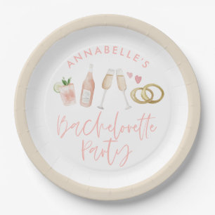 Pink mädchenhafte, moderne Cocktailspieße Pappteller