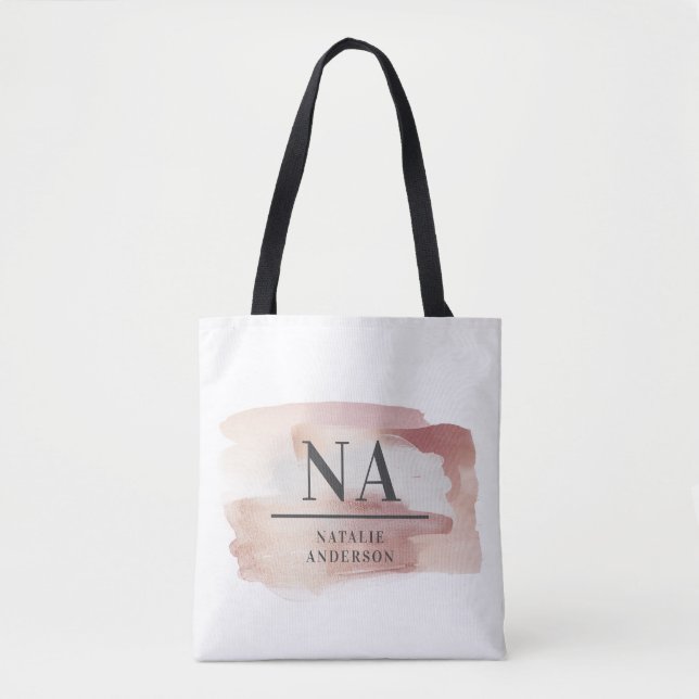 Pink mädchenhafte Rose monogramm modern stilvoll Tasche (Vorderseite)