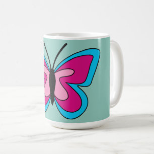 Pink Magenta Blue Butterfly Kaffeetasse