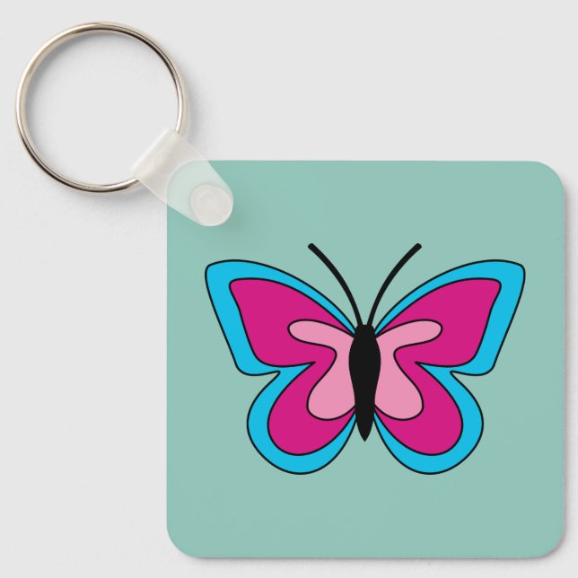 Pink Magenta Blue Butterfly Schlüsselanhänger (Vorderseite)