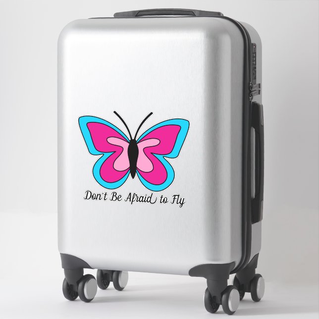 Pink Magenta Blue Butterfly | Text hinzufügen Aufkleber (Koffer)
