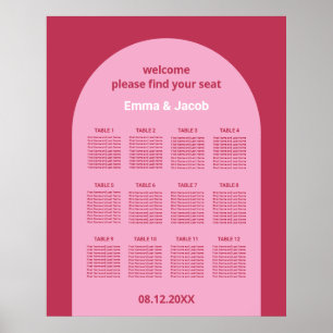 Pink Magenta Bogen 12-Tisch Sitzordnung Poster