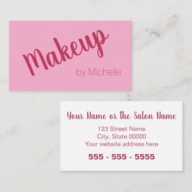 Pink Magenta Makeup Artist Business Card Visitenkarte (Vorne/Hinten)