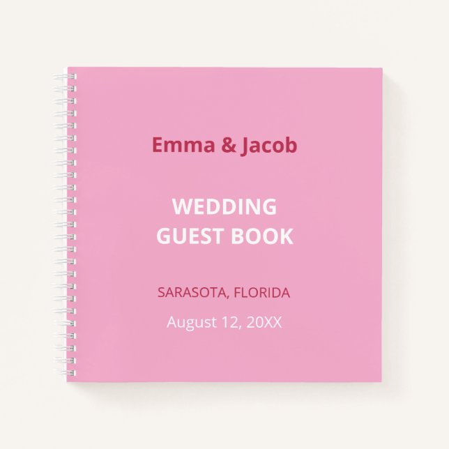 Pink Magenta Modern Mariage Livre d'invité (Devant)