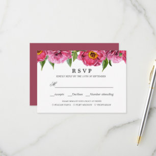 Pink Magenta Peonies WEDING RSVP MEAL WAHL