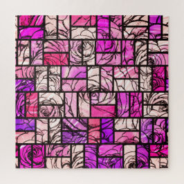 Pink Magenta Schwarz Rose verklebter Glass Look