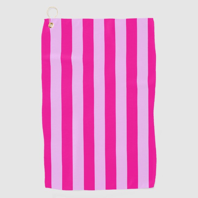Pink & Magenta Streifen Muster Golfhandtuch (Vorderseite)