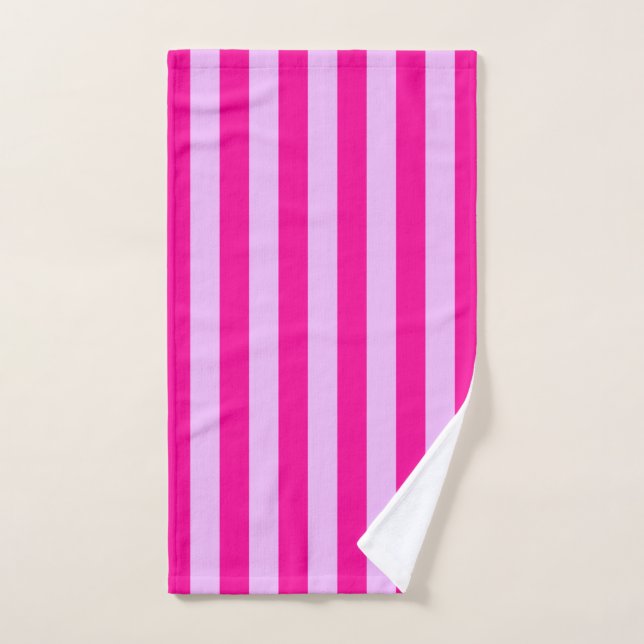 Pink & Magenta Streifen Muster Handtuch (Handtuch)