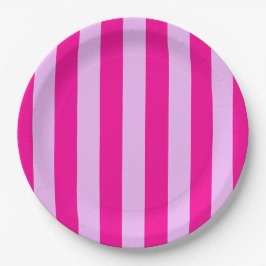 Pink & Magenta Streifen Muster Pappteller