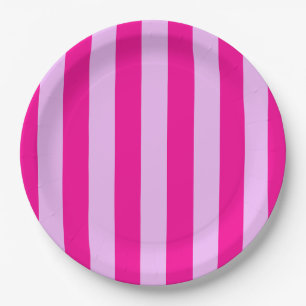 Pink & Magenta Streifen Muster Pappteller