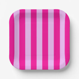 Pink & Magenta Streifen Muster Pappteller