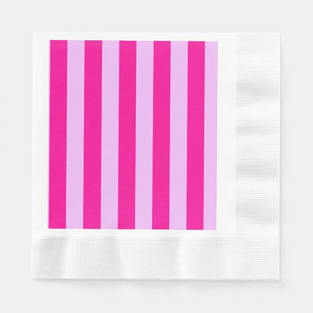 Pink & Magenta Streifen Muster Serviette (Vorderseite)