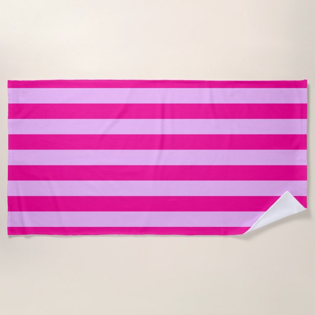 Pink & Magenta Streifen Muster Strandtuch (Vorderseite)