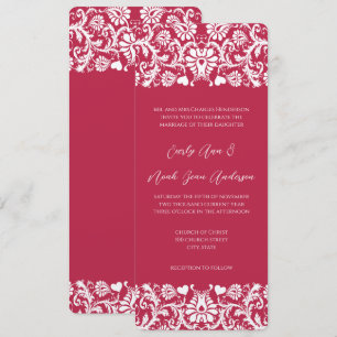 Pink Magenta Viktorianische Damaskus-Hochzeit Einladung
