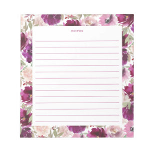 Pink Magenta Wasserfarbe Florals Notepad Notizblock