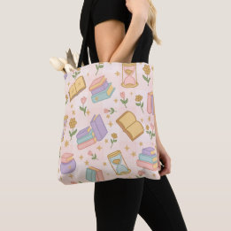 Pink Magic Books Tote Bag Girl Cute Wizard Witch Tasche